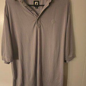 Foot Joy Golf Shirt: Gray W Stripes, Size XL, Polyester/Spandex